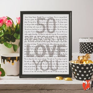 50th Birthday Print - 50 Reasons We Love You - Digital Download - Custom Design