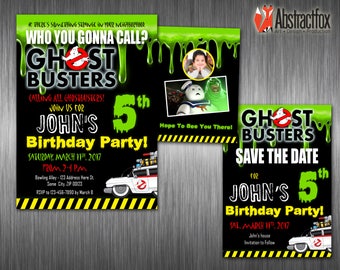 Ghostbusters Invitation - Personalized Boy Birthday Invitation and Save the Date - Download Invitation