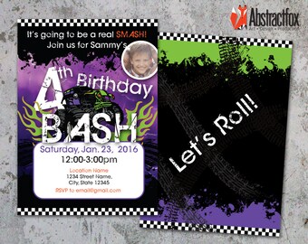 Monster Truck Invitation - Personalized Boy Birthday Invitation - Download Invitation