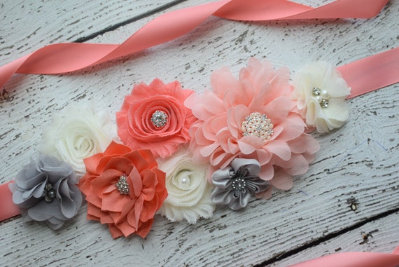 Maternity Sash Belt Coral Ivory Grey Sash Beach Sash Etsy