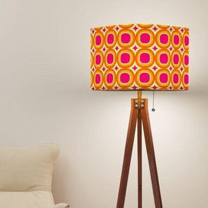 Funky Retro Tripod Floor Lamp – Vibrant Pink, Orange, and Yellow Design for Modern Boho Living Room & Bedroom Lighting