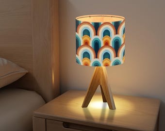 Retro Geometric Tripod Desk Lamp – Mid-Century Modern Rainbow Arch Table Light for Bold & Stylish Home Office Décor, Lamp for Kids Room