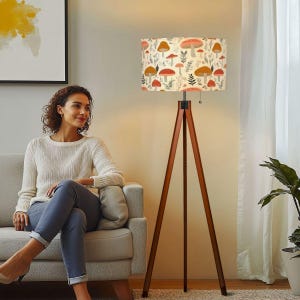 Vintage Mushroom Tripod Floor Lamp – Light Background With Botanical ...