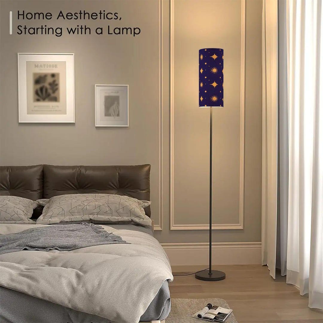 Modern Celestial Navy & Gold Starburst Floor Lamp | Cosmic-inspired ...