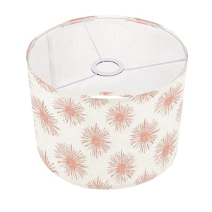 Soft Pink Sunburst Lamp Shade – Modern Boho Chic Drum Shade – Mid-Century Accent for Table Lamps, Floor Lamps & Nursery Decor