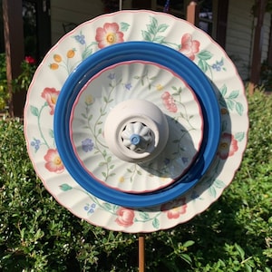 Decorative Plate | Glass Garden Flower | Glass Flower Yard Art | Mother&#39;s Day Gift | Upcycled Plate Flower | Garden Gift | Dish Wall Hanging