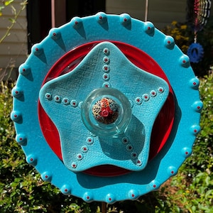 Upcycled Plate Flower | Garden Gift | Dish Wall Hanging | Decorative Plate | Glass Garden Flower | Glass Flower Yard Art | Mother&#39;s Day Gift