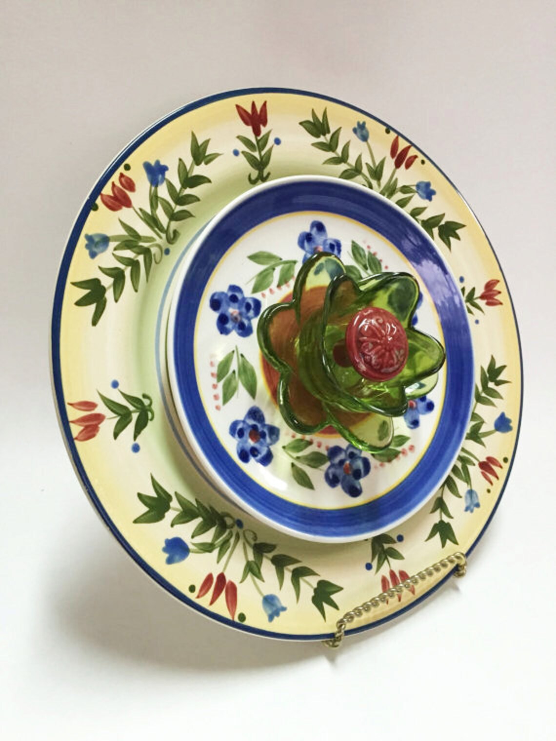 Glass Flower Garden Art Plate Flowers Art Flowers Etsy