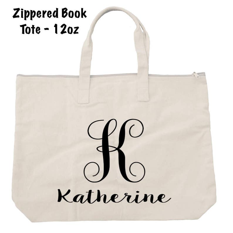 Monogrammed Tote Initial Tote Bag Personalized Bag Monogrammed Bag Custom Name Tote Bag Personalized Tote Bag Custom Bag