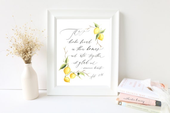Kitchen Print Bible Verse Print They Broke Bread In Their Etsy