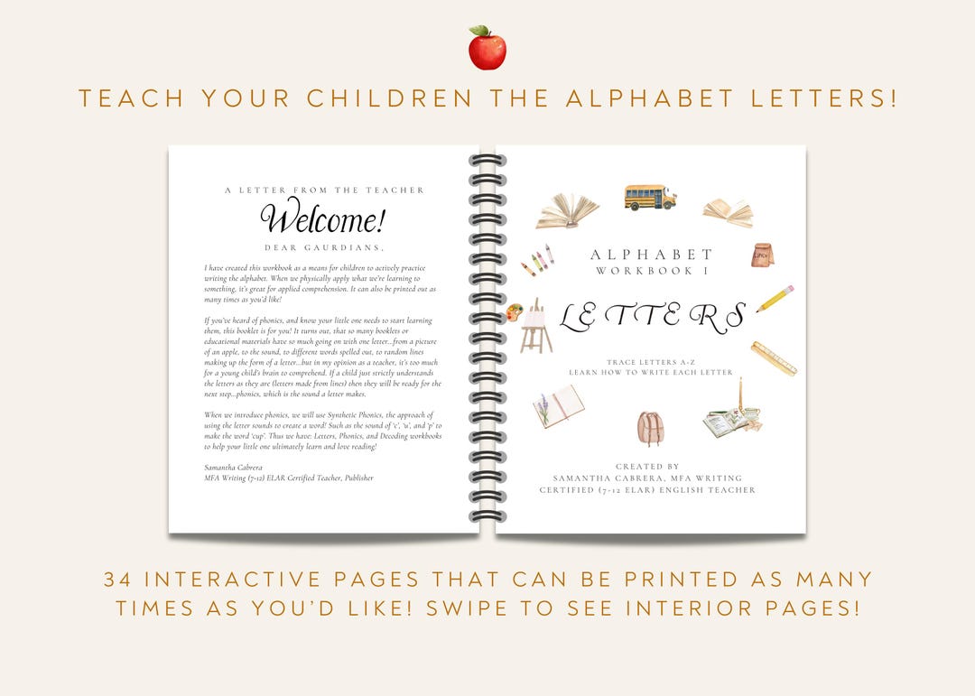 Learn the Alphabet Letters Christian Workbook - Etsy