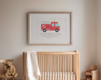 Christian Nursery Printable,  Firetruck Nursery Prints, Fireman Printables, Christian Boy Nursery, Nursery Art, Car Prints, Baby Firetrucks