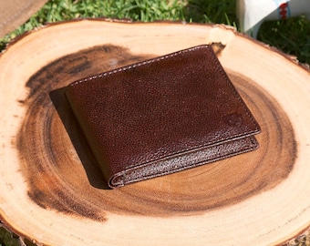 Chocolate Dark Men's Slim Leather Wallet - Handcrafted Bifold Mens Leather Wallet - Vintage Cowhide Wallet Style Anniversary Gift for Men