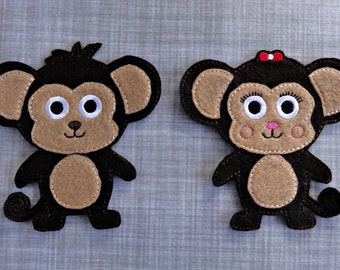 FaZoo Friend Monkey Felt Doll ITH Embroidery Design