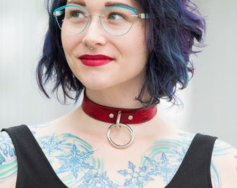 Leather Choker / Embossed leather choker