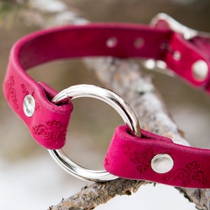 Leather Choker / embossed leather collar / tooled leather choker