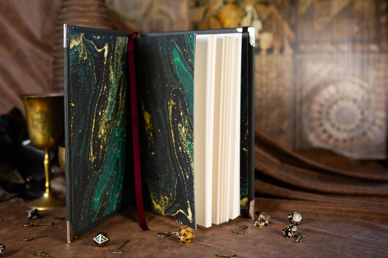 Large Forest Green Leather Journal, Artist Sketchbook, Witches Grimoire ...