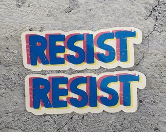 RESIST - 2 Stickers  - Indoor - Water resistant - 3.5" x 1.25" - Antifa