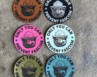 Only You Can Prevent Fascism Patch: Vegan Iron-On Resist Bear