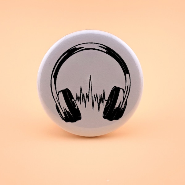 Headphones 1.25" pinback button