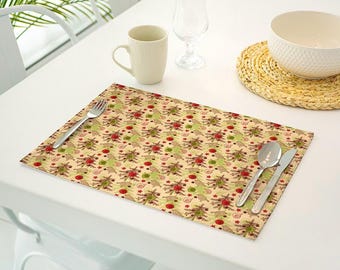 Christmas Partridge Placemats: Holiday Table Decor, Set of 4