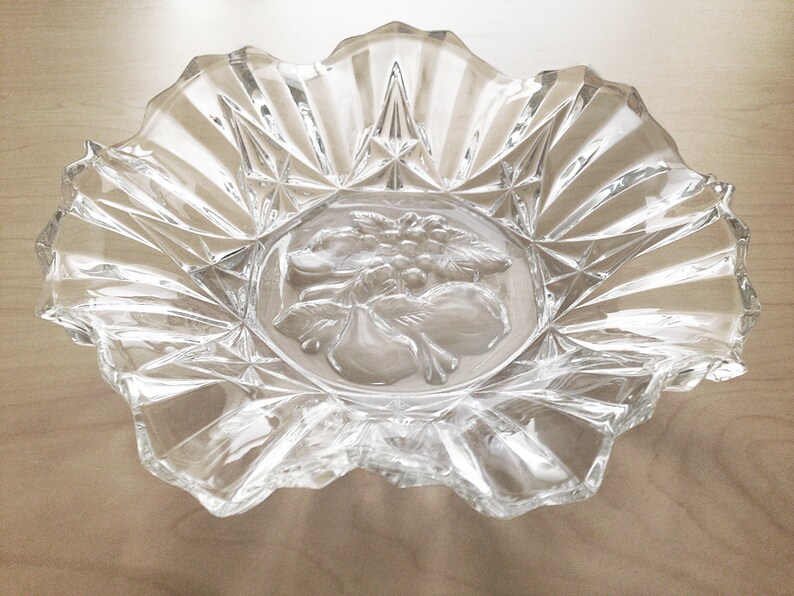 Pioneer Embossed Fruit Clear Glass Bowl by Federal Glass Etsy