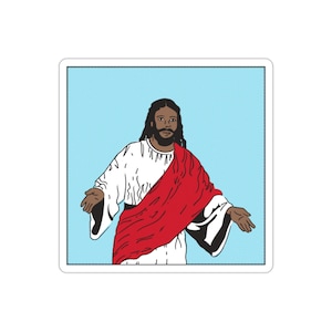 Black Jesus Sticker for Laptop or Planner - Christian Vinyl Decal, Religious Gift, Bible Study, Faith Journaling Sticker