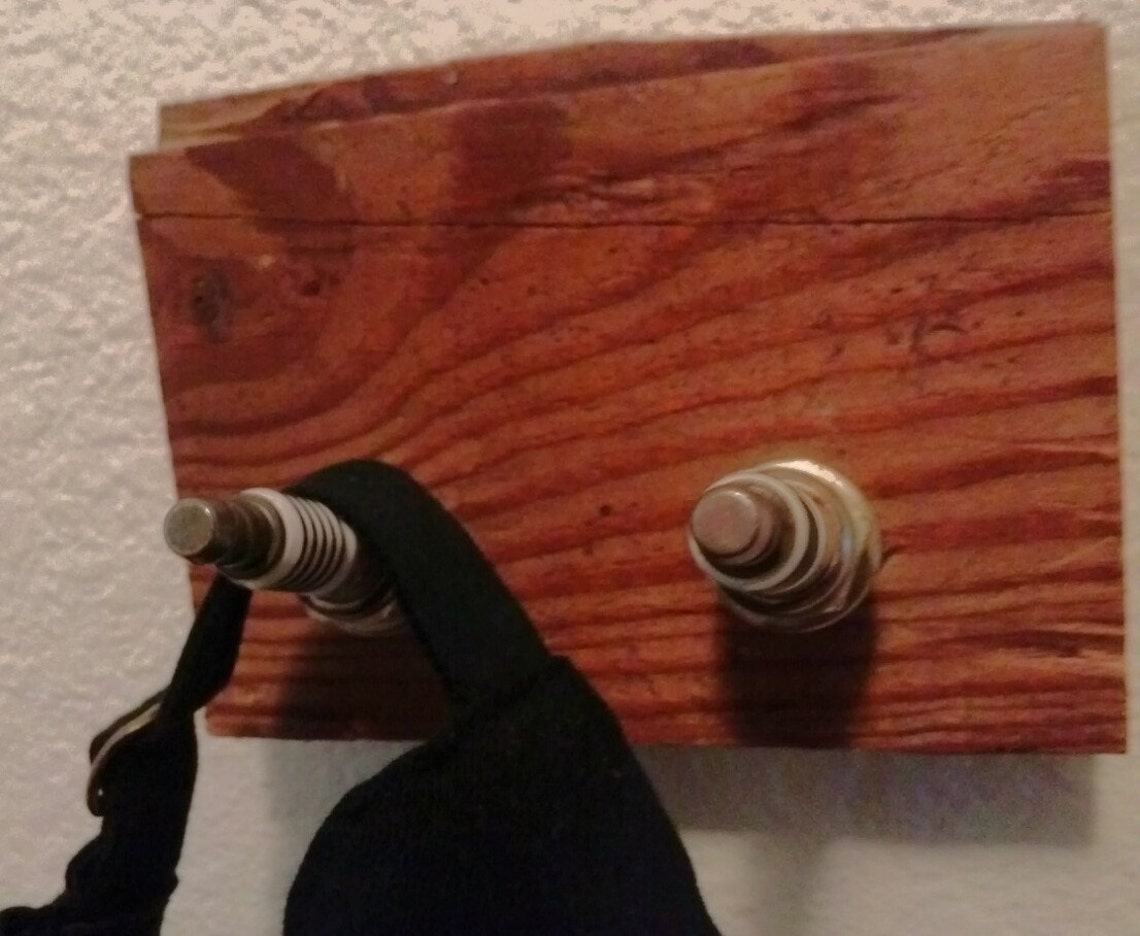 Spark Plug Hat or Key Holder With Vintage Floor Board Mount Etsy