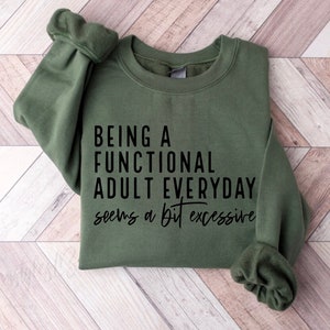 Being a functional adult everyday seems a bit excessive UNISEX sweatshirt, Functional adult humor, Gift for her