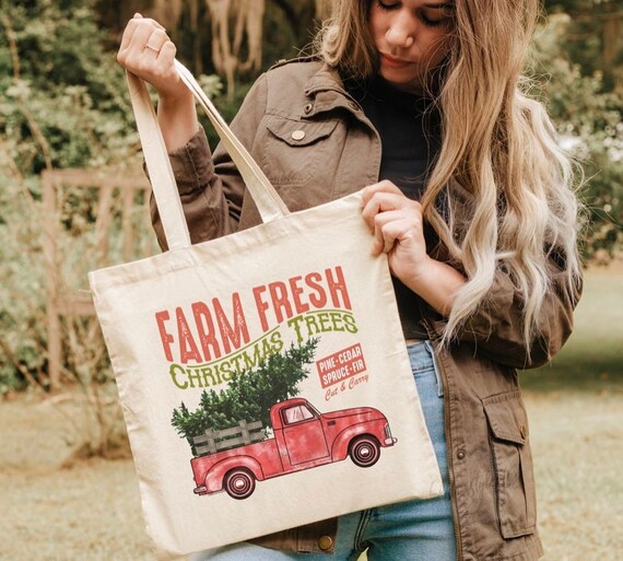 Farm Fresh Christmas Tree Tote Bag Christmas Tote Bag - Etsy