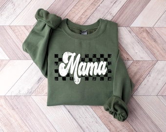 Mama checkered sweatshirt, Mama sweatshirt, gift for mom, mother's day sweatshirt, Gift for mama, mom sweatshirt