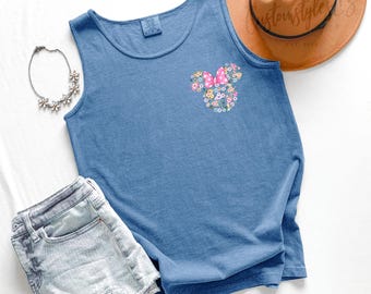 Minnie floral tank top, Disney tank top, Boho Floral tank top