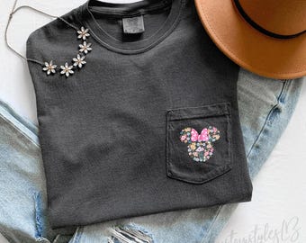 Minnie floral POCKET UNISEX shirt, Minnie shirt, Disney inspired shirt, Park shirt