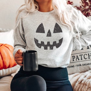 Halloween Pumpkin UNISEX Sweatshirts, Pumpkin Face Sweatshirt, Jack O' Lantern Sweatshirt, Halloween sweatshirt