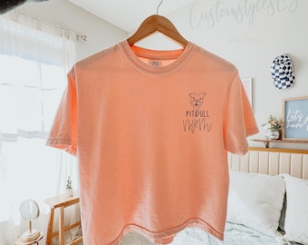 pitbull mom crop top shirt, comfort color crop top, dog mom, pitbull mama