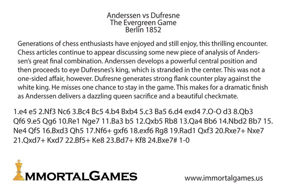 Perfect Chess Gift the Immortal Game Anderssen Vs 