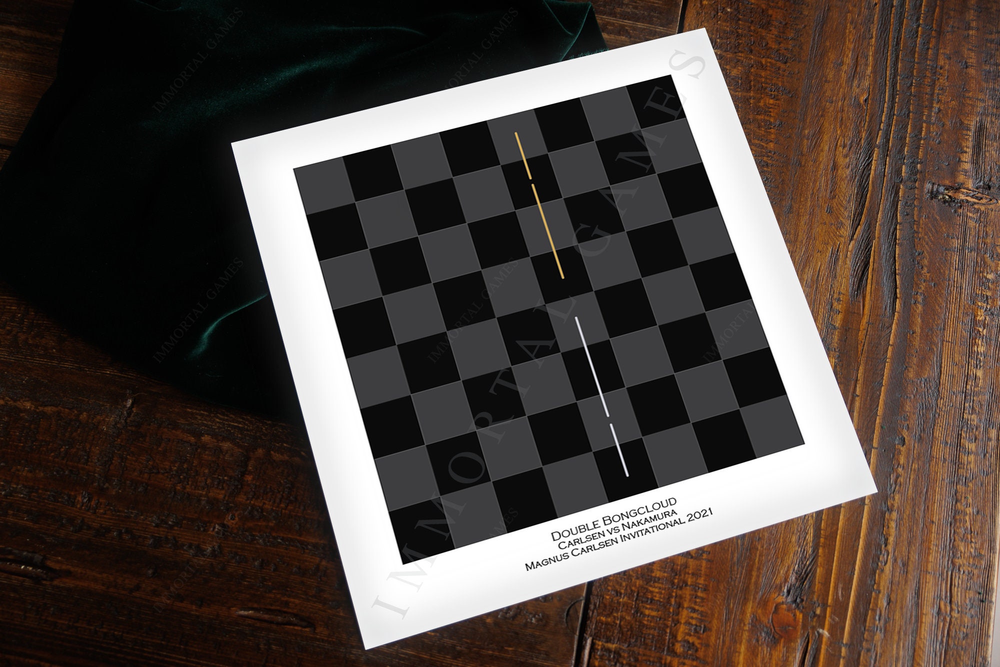 GM Hikaru Nakamura autographed chess board Twitter prize - Chess