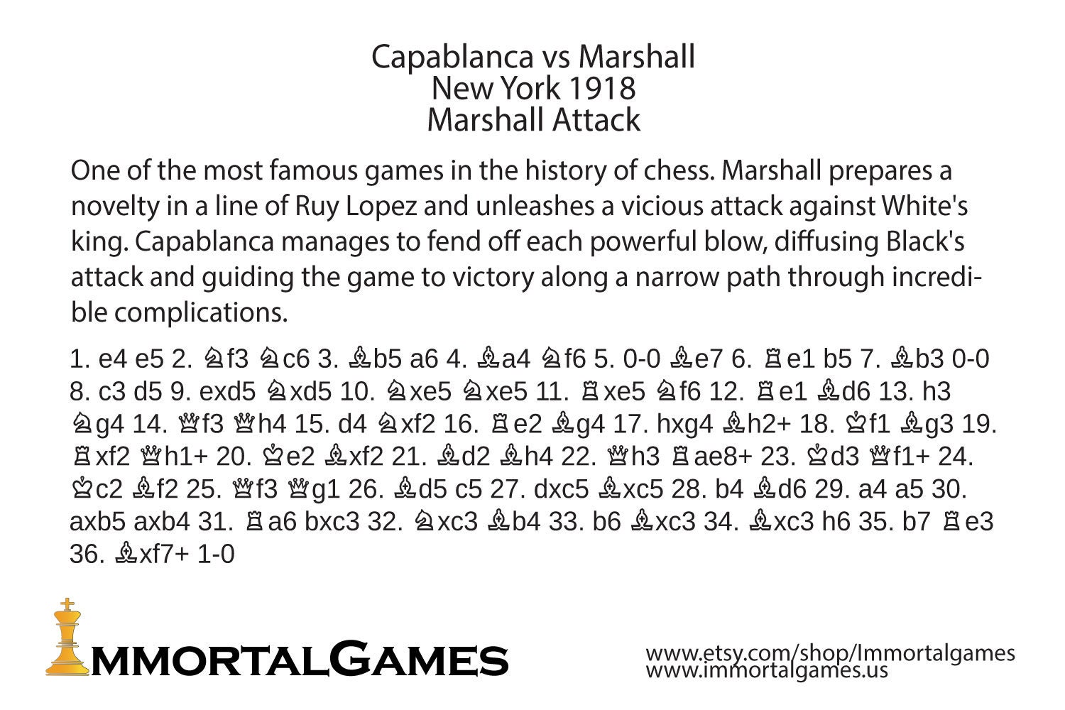 Immortal Game Of Capablanca 