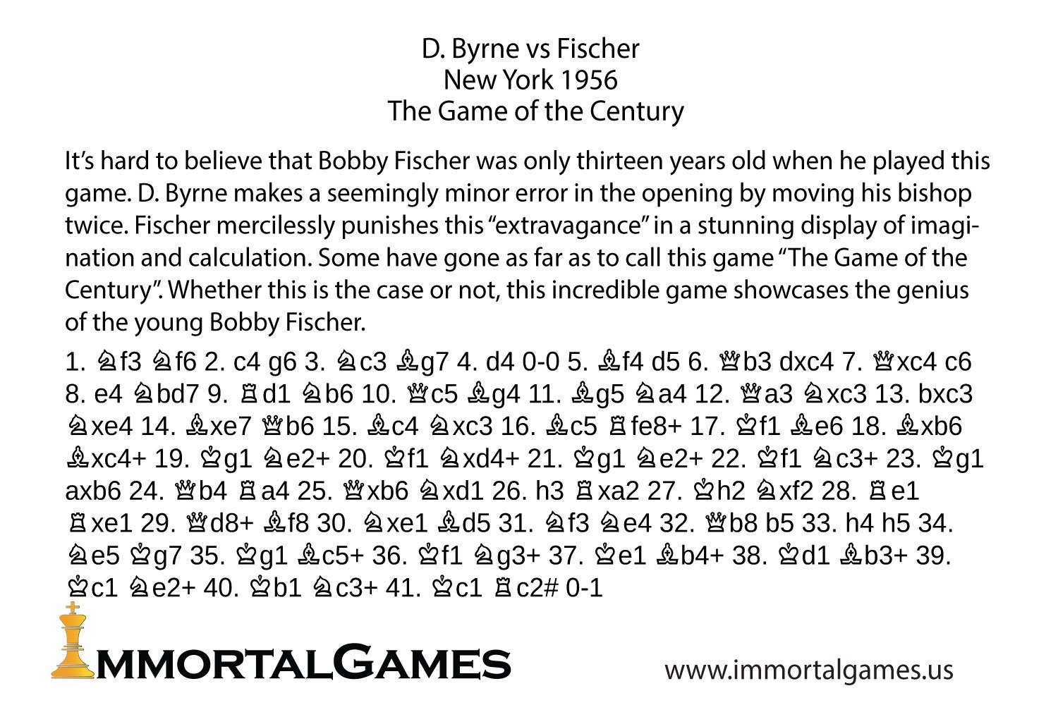 Game of the Century - Byrne vs Fischer (1956)‎ 