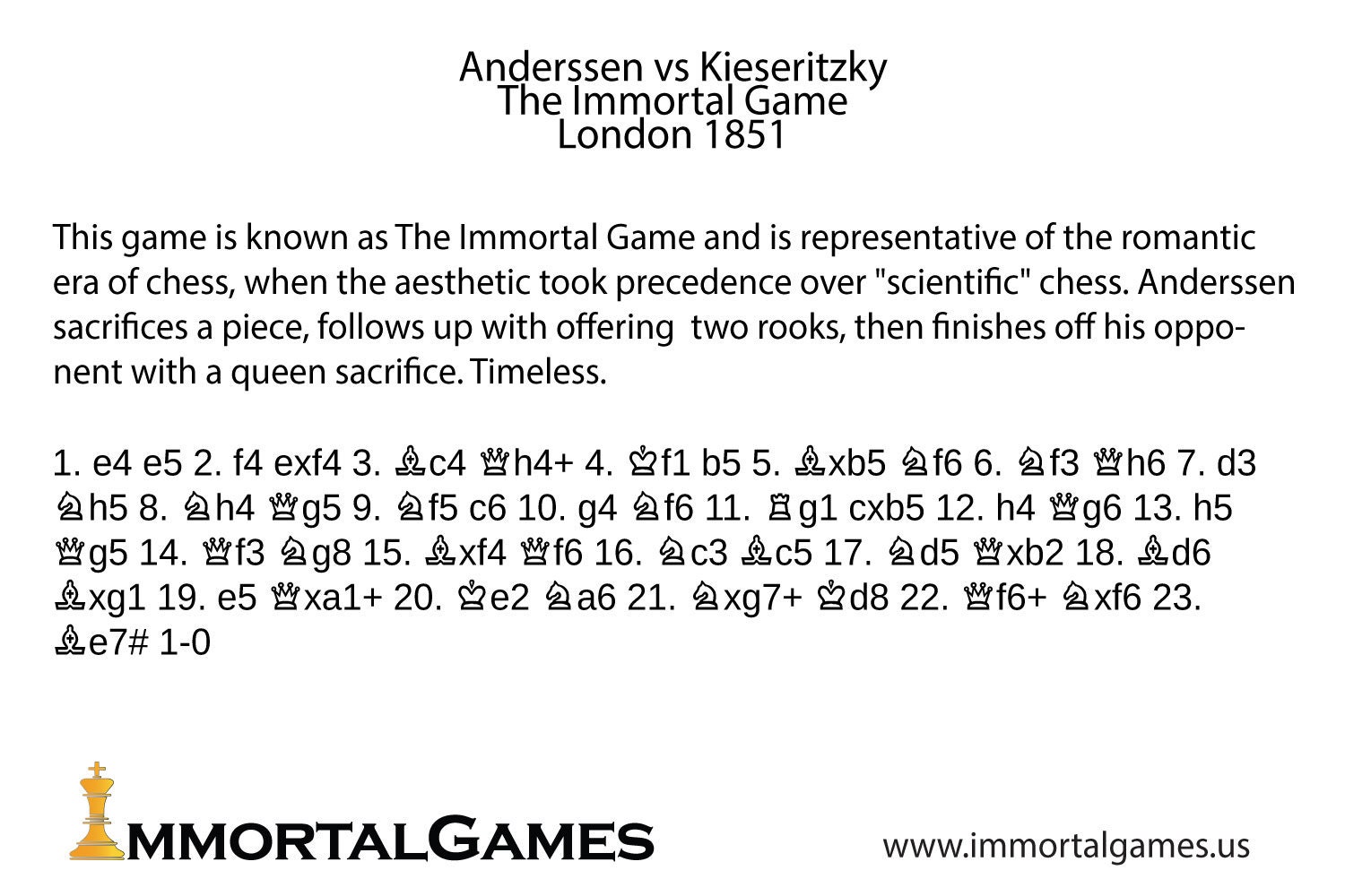 Anderssen's Immortal Chess Game Poster for Sale by MartiRubio