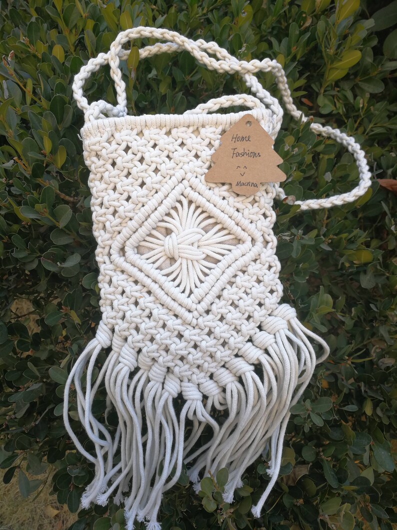 Handmade Macrame Cross Body Bag Boho Macrame Bagcotton Rope Etsy