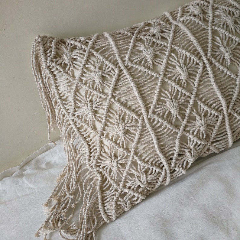 Macramé Pillow Cover Boho Cushion Cover 100 Cotton Macrame Etsy