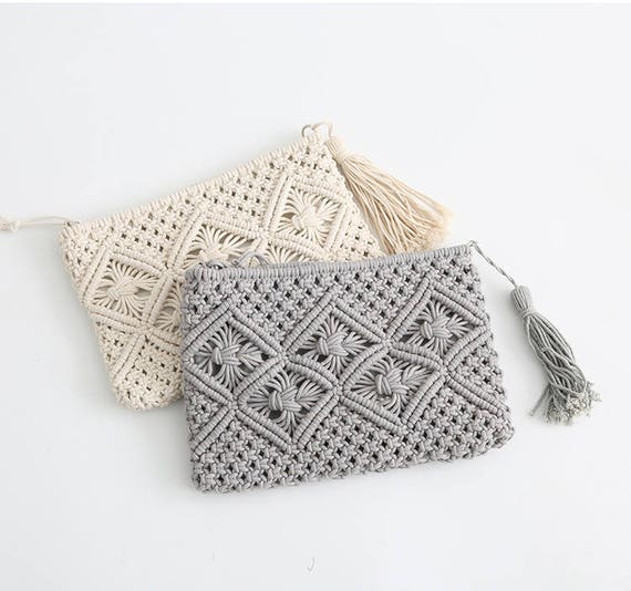 Handmade Macrame Bag with Wooden Handles,cotton thread,Eco Friendly,Stylish and fashionable,Handbag,Crossbody Bag,Macrame Clutch Purse