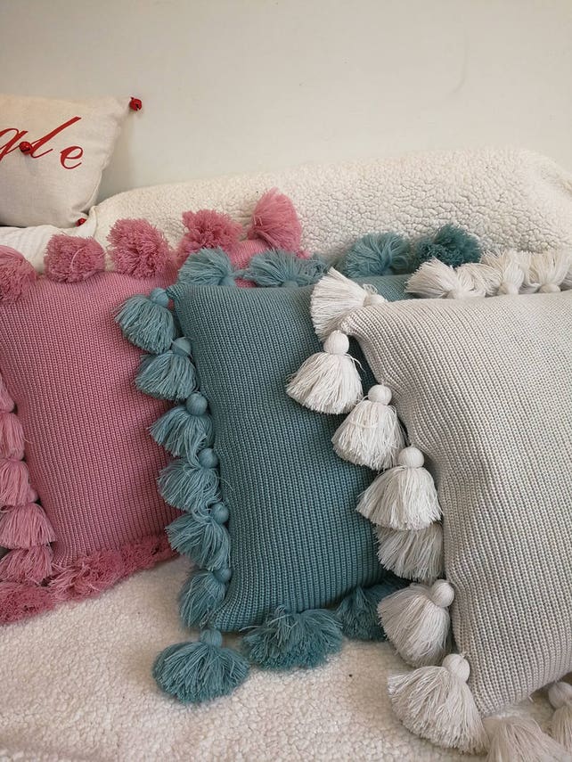 Decorative Tassel Pillow Knitted Cushion CoverPINK GREEN Etsy Impressive Decorative Tassel Pillows Decorative Tassel Pillow Knitted Cushion CoverPINK GREEN Etsy Impressive Decorative Tassel Pillows