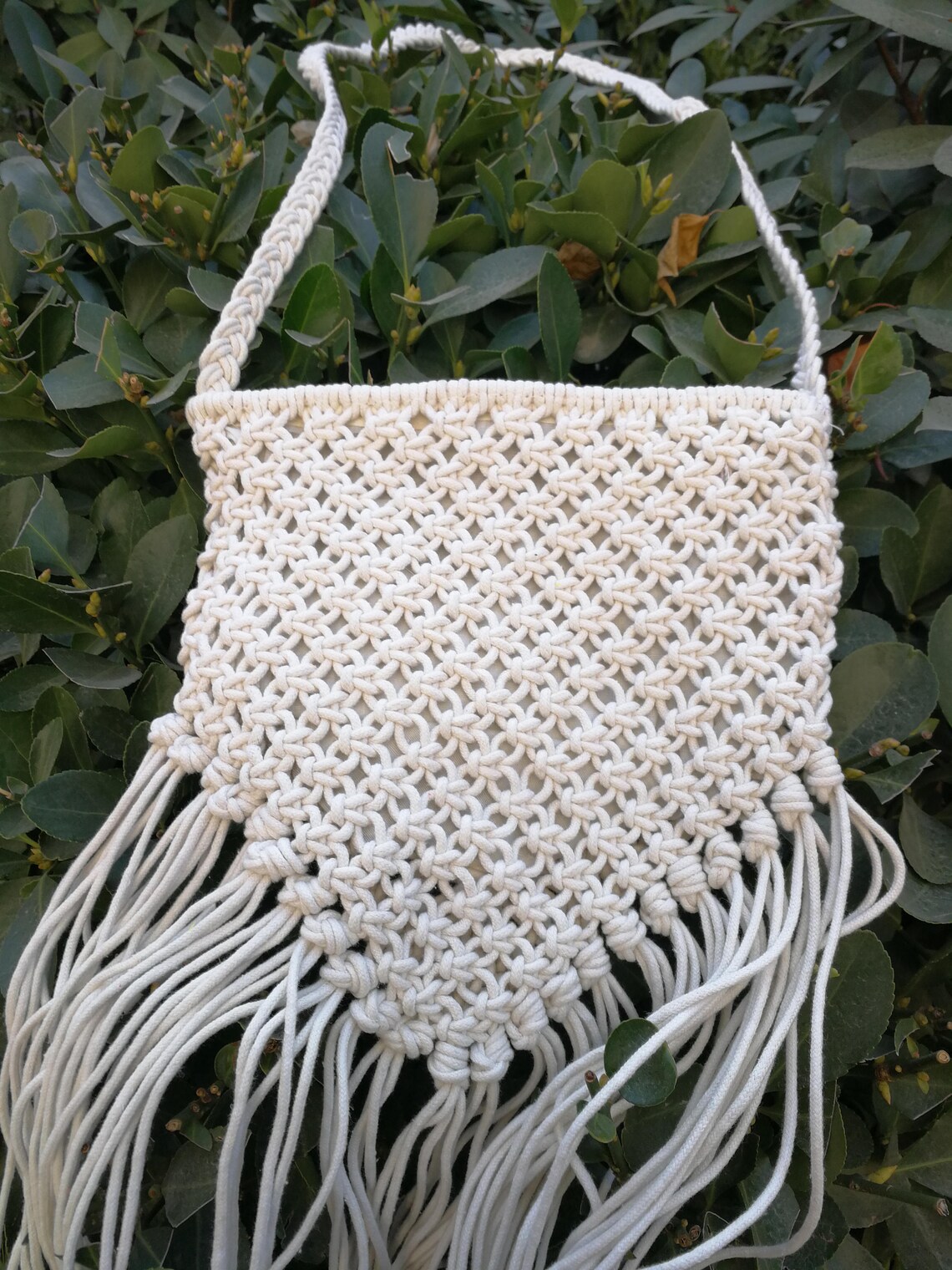 Handmade Macrame Cross Body Bag Boho Macrame Bagcotton Rope Etsy