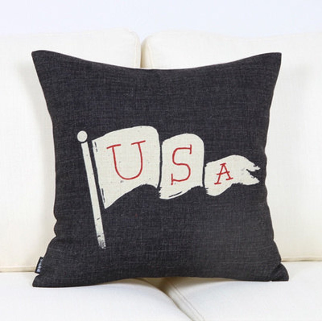USA Flag Decorative Pillow Cover/ Home Words Cushion Etsy UK