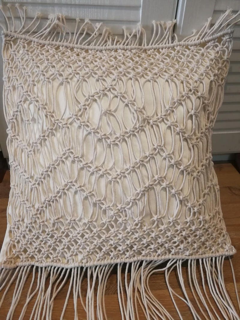 Macramé pillow cover Boho cushion cover 100 cotton wedding Etsy