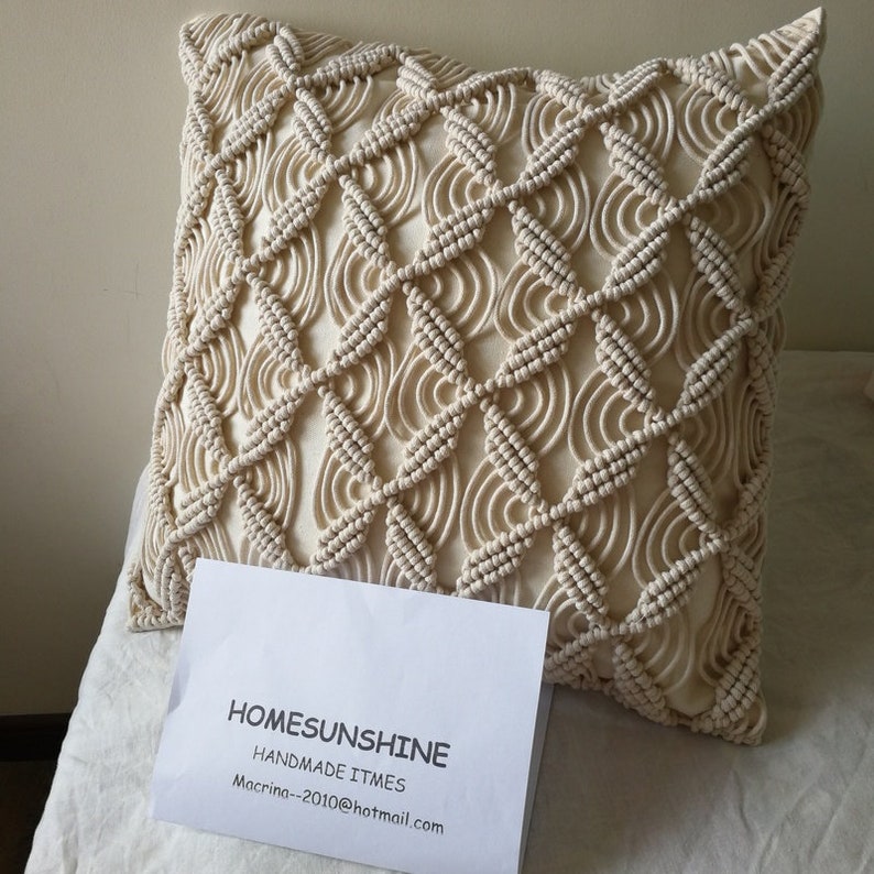 Macramé Pillow Cover Boho Cushion Cover 100 Cotton Wedding Etsy
