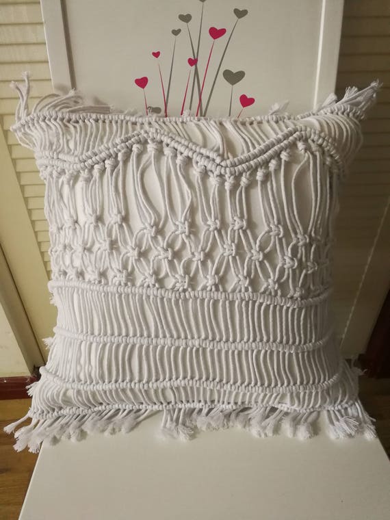 Macramé pillow cover Boho cushion cover 100 cotton wedding Etsy