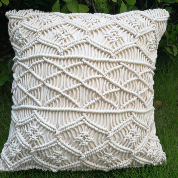 Macramé Pillow Cover Boho Cushion Cover 100 Cotton Wedding Etsy